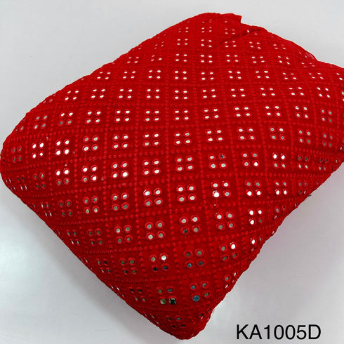 Embroidered Faux Mirror Georgette Fabric-KA1005